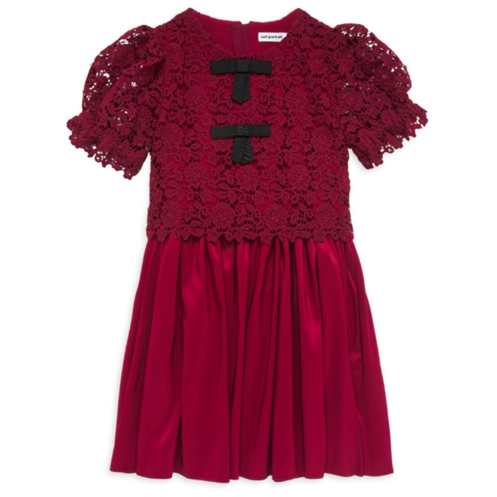 *GORGEOUS* Self-Portrait Lace and Silk Dress, 5-6 years, Burgundy